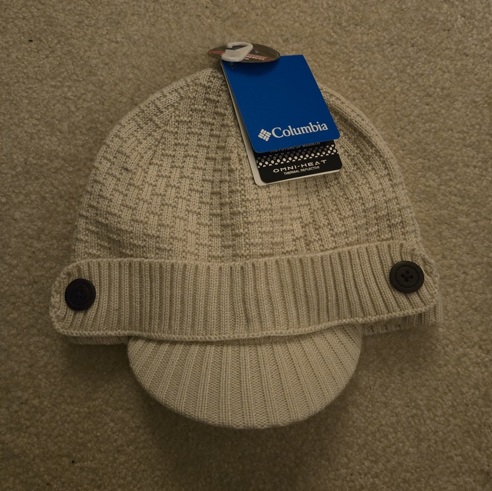 Columbia Light Tan Knit Beanie with Brim